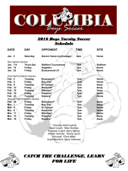2016 Boys Varsity Soccer Schedule CATCH THE
