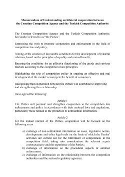 Memorandum of Understanding on bilateral cooperation between