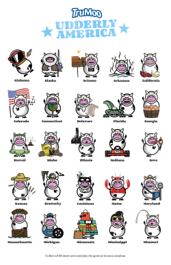 Collect all 50 state cows and play the game at trumoo.com/usa