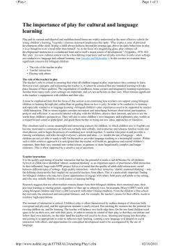 The importance of play for cultural and language learning