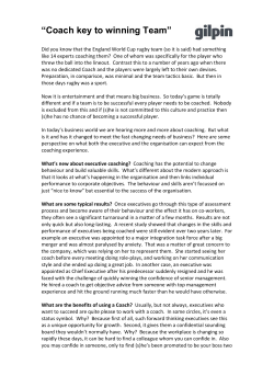 Coach key to winning Team