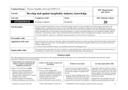 SITHIND001B - Develop and update hospitality industry knowledge