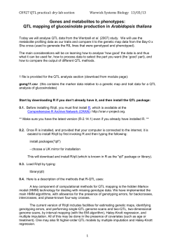 QTL mapping of glucosinolate production in Arabidopsis thaliana
