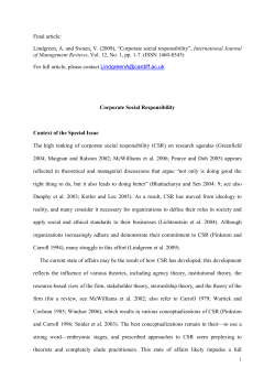 Corporate Social Responsibility (CSR)