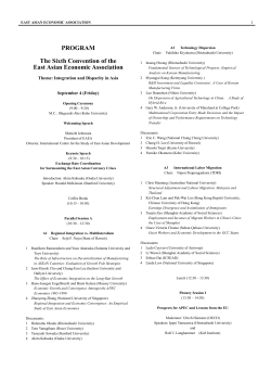 PROGRAM The Sixth Convention of the East Asian Economic