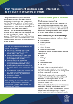 Pest management guidance note &ndash; information to be given to