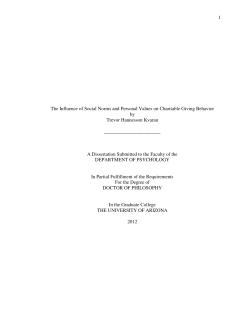 1 The Influence of Social Norms and Personal Values on Charitable