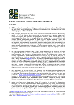 1 RESPONSE TO INDUSTRIAL STRATEGY GREEN PAPER