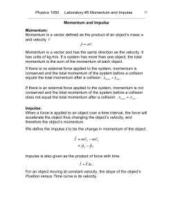 ! I = m ! v2 &minus;m ! v1 = ! p2 &minus; ! p1.