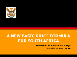A NEW BASIC PRICE FORMULA FOR SOUTH AFRICA Department