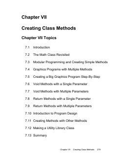 Creating Class Methods - Fort Thomas Independent Schools
