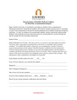 Documentation of Disability/Medical Condition for Meal Plan