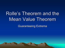 Rolle`s Theorem and the Mean Value Theorem
