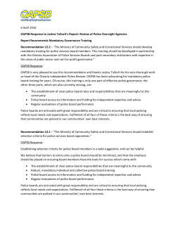 OAPSB Response to Tulloch Report - Ontario Association of Police