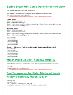 Spring Break Mini Camp Options for next week Match Play Fun Day