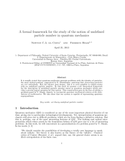 A formal framework for the study of the notion of - Philsci