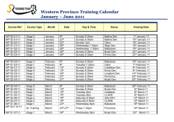 DRAFT Training Calendar 2006 / 2007 North