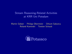 Stream Reasoning-Related Activities at KRR Uni Potsdam