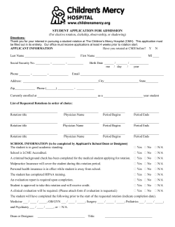 APPLICATION FOR ADMISSION AS A VISITING MEDICAL STUDENT