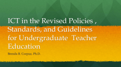 ICT in the Revised Policies , Standards, and Guidelines fro