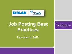 Job Posting Best Practices December 11, 2012