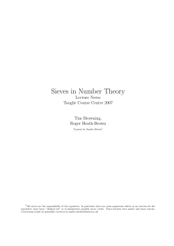 Sieves in Number Theory