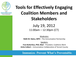 Tools for Effectively Engaging Coalition Members and Stakeholders