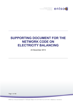 supporting document for the network code on electricity balancing
