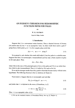 On Iversen`s theorem for meromorphic functions with