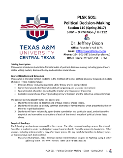 PLSK 501: Political Decision-Making Section 110 (Spring 2017)