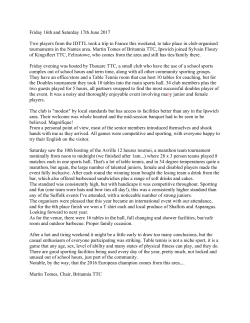 Friday 16th and Saturday 17th June 2017 Two players from the