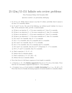 21-12&infin;/15-151 Infinite sets review problems