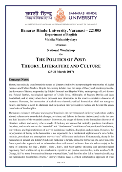THEORY, LITERATURE AND CULTURE