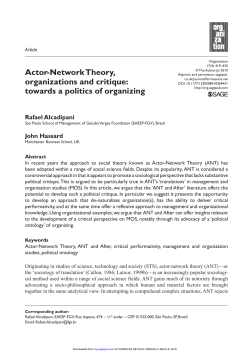 Actor-Network Theory, organizations and critique
