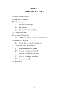CHAPTER &ndash; 2 CONSUMER ATTITUDES 2.1