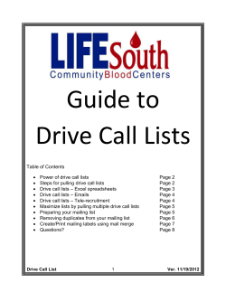 Guide to Drive Call Lists. (Ver. 11/19/12)