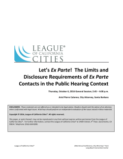 Let`s Ex Parte! The Limits and Disclosure Requirements of Ex Parte