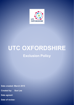 Date of review: UTC OXFORDSHIRE Exclusion Policy