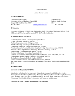 Curriculum Vitae - Department of Philosophy - UNC