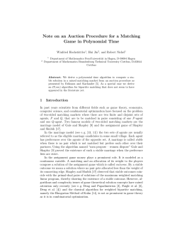 Note on an Auction Procedure for a Matching Game in Polynomial