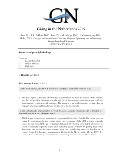 Giving in the Netherlands 2015 - Center for Philanthropic Studies