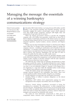 Managing the message: the essentials of a winning bankruptcy