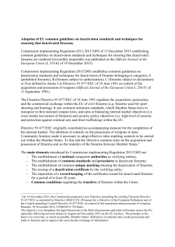 Adoption of EU common guidelines on deactivation standards and