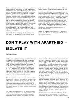 DON`T PLAY WITH APARTHEID