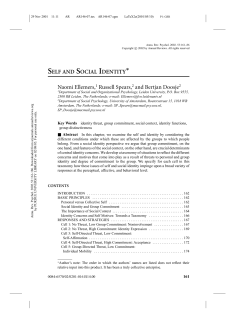 self and social identity - Psychological Sciences
