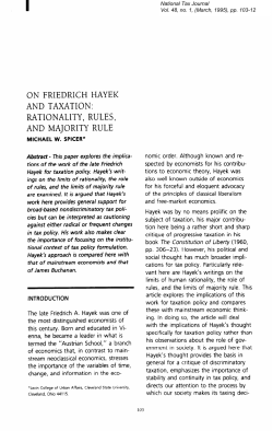 on friedrich hayek and taxation: rationality, rules, and majority rule