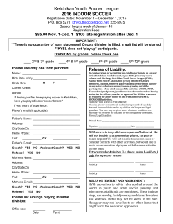 Ketchikan Youth Soccer League 2016 INDOOR SOCCER