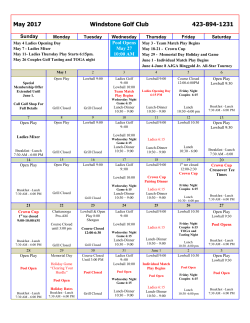May 2017 Windstone Golf Club 423-894-1231