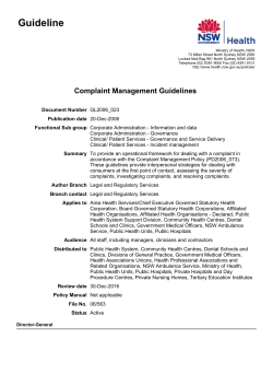 Complaint Management Guidelines - Policy directives and guidelines