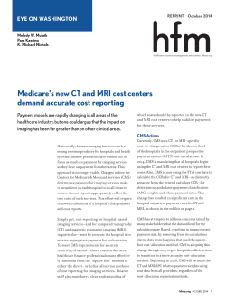 Medicare`s new CT and MRI cost centers demand accurate cost